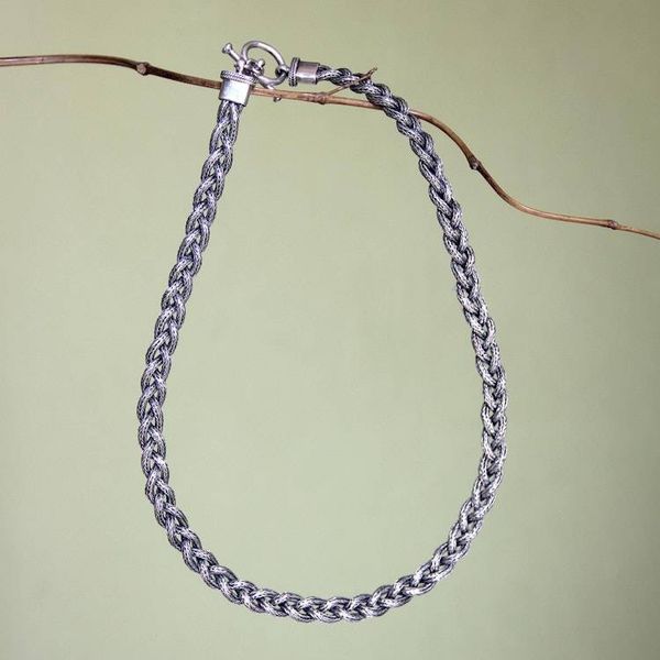 Alternate image for Mens sterling silver necklace Naga Braid