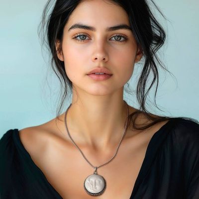 Alternate image for Silver Necklace with Sleeping Crescent and Full Moon Pendant Twin Sleeping Moons