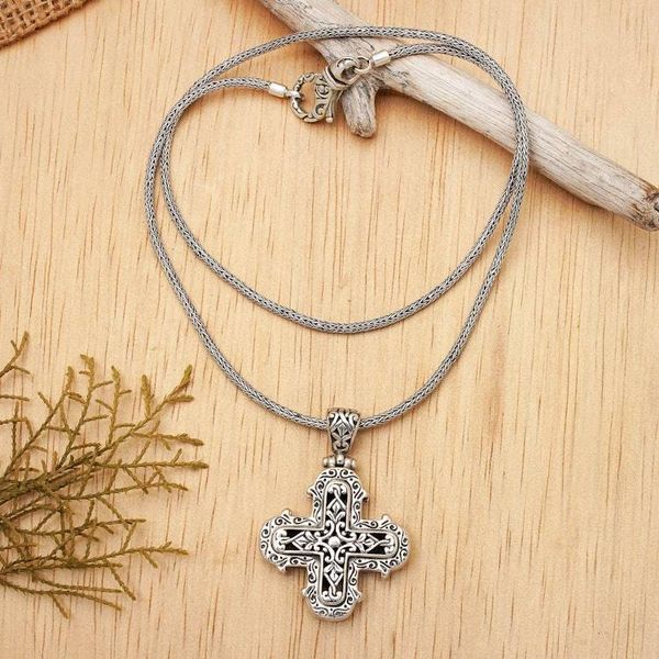 Alternate image for Ornate Sterling Silver Cross Necklace from Bali Glorious Faith