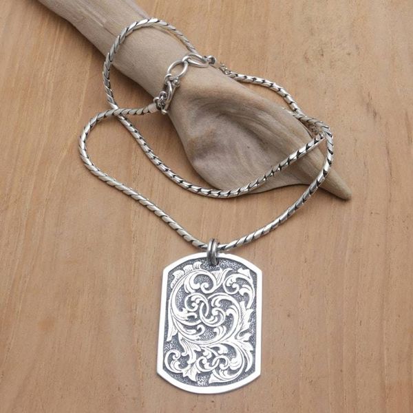 Alternate image for Sterling Silver Leafy Pendant Necklace Crafted in Java Blooming Victory