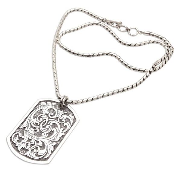 Alternate image for Sterling Silver Leafy Pendant Necklace Crafted in Java Blooming Victory