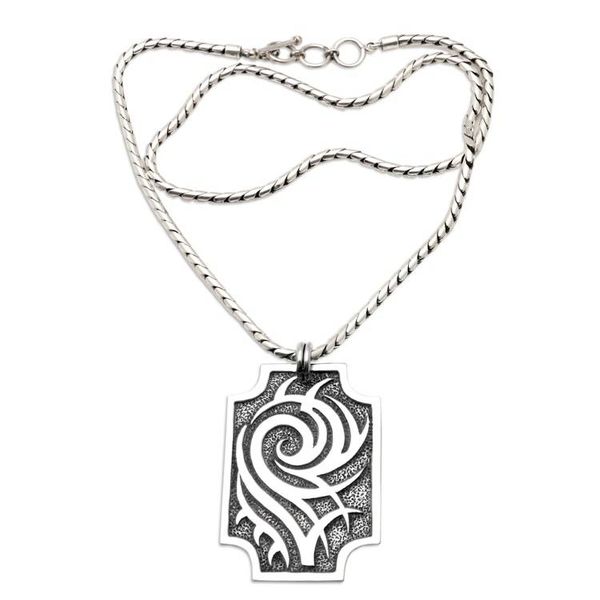 Alternate image for Mens Sterling Silver Pendant Necklace in a Polished Finish Knights Bravery