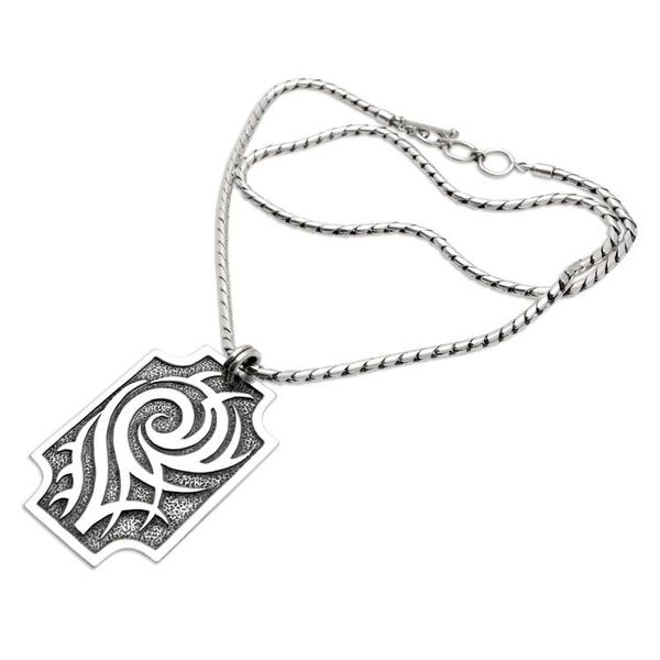 Alternate image for Mens Sterling Silver Pendant Necklace in a Polished Finish Knights Bravery