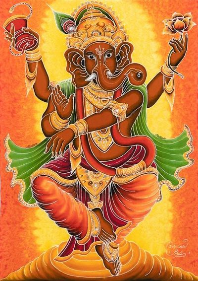 Primary image for Cotton Batik Wall Art of Hindu God Ganesha or Ganapati Lord Ganapati