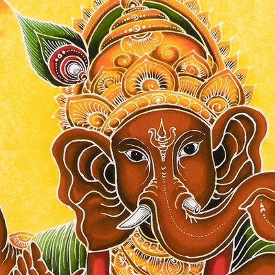 Alternate image for Cotton Batik Wall Art of Hindu God Ganesha or Ganapati Lord Ganapati