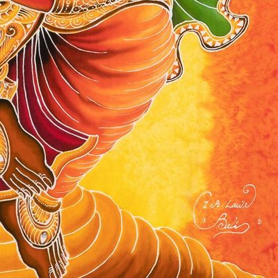 Alternate image for Cotton Batik Wall Art of Hindu God Ganesha or Ganapati Lord Ganapati