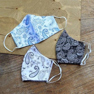 Alternate image for Hand Made Paisley Cotton Face Masks from Java Set of 3 Perfect in Paisley