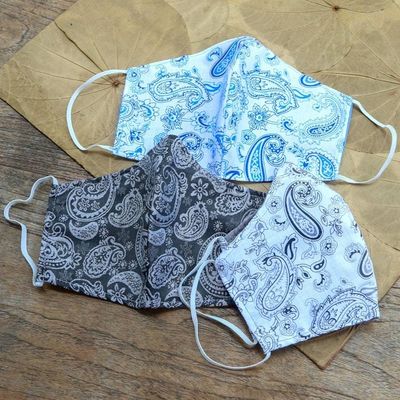 Alternate image for Hand Made Paisley Cotton Face Masks from Java Set of 3 Perfect in Paisley