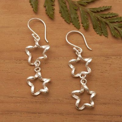 Alternate image for Fantasy-Inspired Star-Themed Sterling Silver Dangle Earrings Forever Constellation