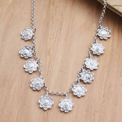 Primary image for Sterling Silver Floral-Motif Pendant Necklace Fun and Flirty