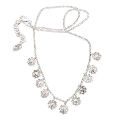 Alternate image for Sterling Silver Floral-Motif Pendant Necklace Fun and Flirty