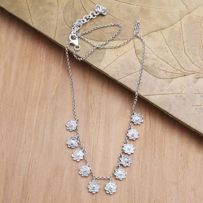 Alternate image for Sterling Silver Floral-Motif Pendant Necklace Fun and Flirty