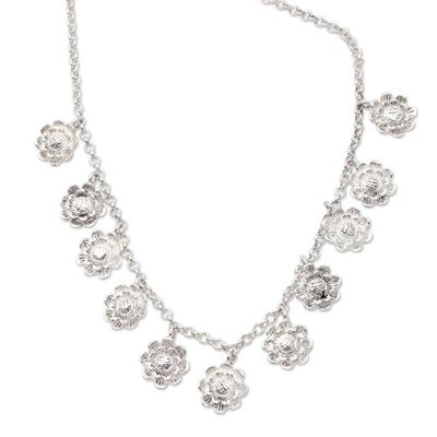 Alternate image for Sterling Silver Floral-Motif Pendant Necklace Fun and Flirty
