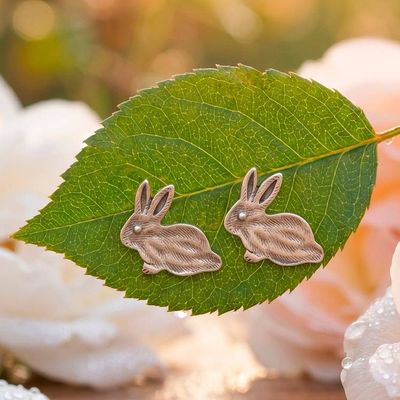 Primary image for Sterling Silver Whimsical Bunny Button Earrings from Bali Bitty Bunny