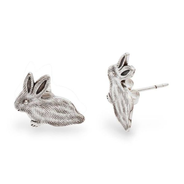 Alternate image for Sterling Silver Whimsical Bunny Button Earrings from Bali Bitty Bunny