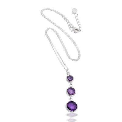 Alternate image for Birthstone 11-Carat Faceted Round Amethyst Pendant Necklace Triad of Wisdom