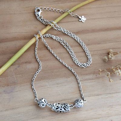 Primary image for Sterling Silver Pendant Necklace with Openwork Accents Bubble Love