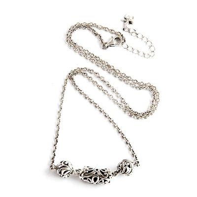 Alternate image for Sterling Silver Pendant Necklace with Openwork Accents Bubble Love