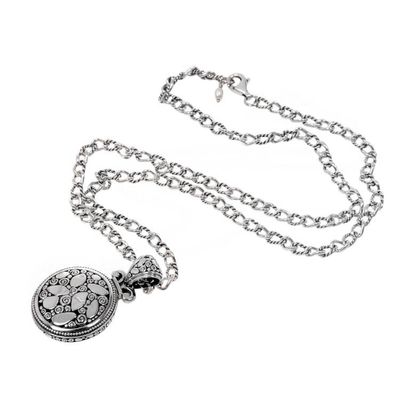 Alternate image for Sterling Silver Necklace with Round Pendant from Bali River Stones