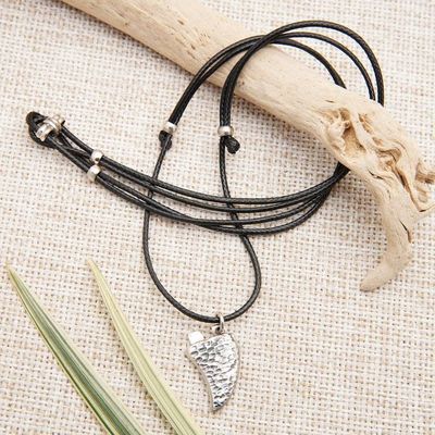 Alternate image for Adjustable Fin-Shaped Sterling Silver Pendant Necklace Warriors Fin