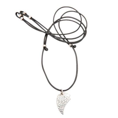 Alternate image for Adjustable Fin-Shaped Sterling Silver Pendant Necklace Warriors Fin