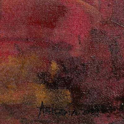 Alternate image for Artistic Nude Acrylic and Oil Painting in Red and Yellow Clara