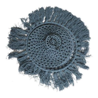 Alternate image for Cotton Macrame Indoor Decorative Accent Hanging Lamp in Blue Bohemian Blue