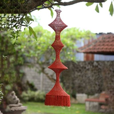 Alternate image for Terracotta Cotton Macrame Decorative Accent and Hanging Lamp Bohemian Terracotta