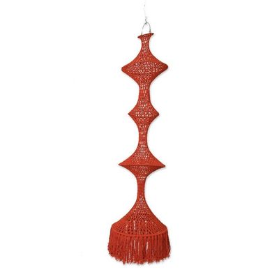 Alternate image for Terracotta Cotton Macrame Decorative Accent and Hanging Lamp Bohemian Terracotta