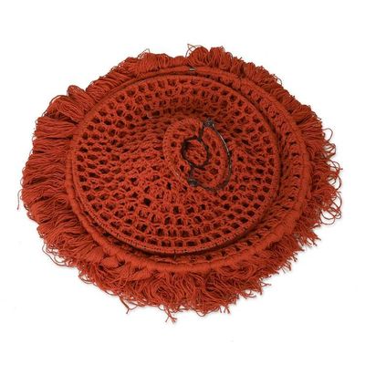Alternate image for Terracotta Cotton Macrame Decorative Accent and Hanging Lamp Bohemian Terracotta