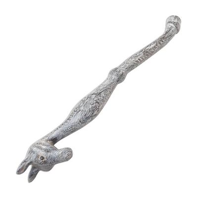Alternate image for Hand Carved Black and White Suar Wood Horse Back Scratcher Horsing Around