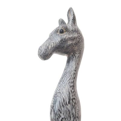 Alternate image for Hand Carved Black and White Suar Wood Horse Back Scratcher Horsing Around
