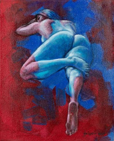 Primary image for Artistic Nude Acrylic and Oil Painting in Red and Blue Rhonda