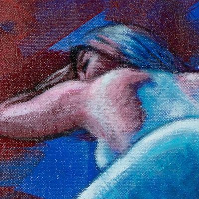 Alternate image for Artistic Nude Acrylic and Oil Painting in Red and Blue Rhonda