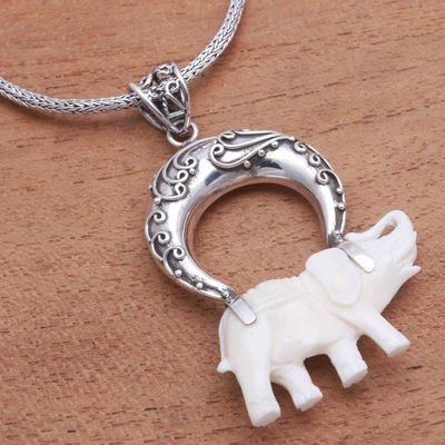 Alternate image for Sterling Silver Elephant Pendant Necklace from Java Clever Elephant