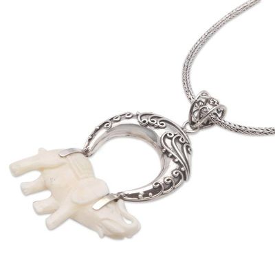 Alternate image for Sterling Silver Elephant Pendant Necklace from Java Clever Elephant