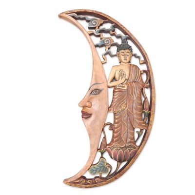 Alternate image for Buddha-Themed Crescent Moon Relief Panel Buddha of the Moon