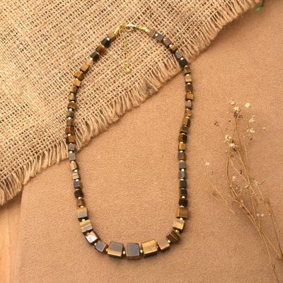 Primary image for 18k Gold-Accented Tigers Eye Beaded Pendant Necklace Classic Chocolate