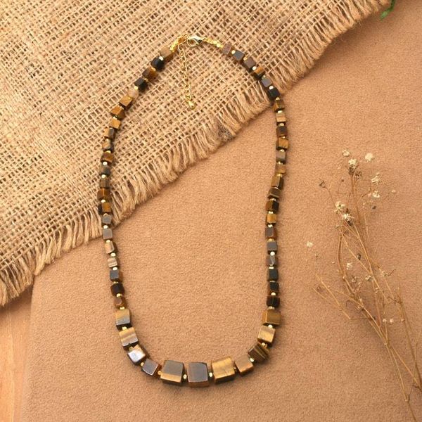 Alternate image for 18k Gold-Accented Tigers Eye Beaded Pendant Necklace Classic Chocolate