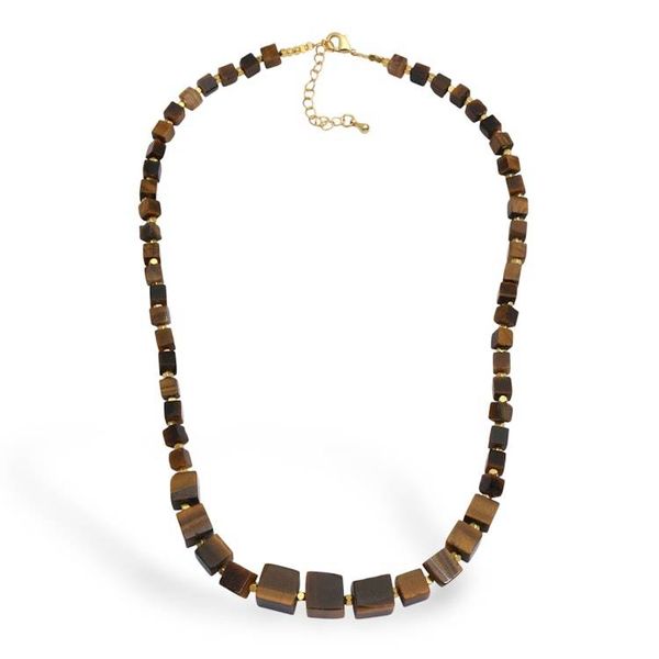 Alternate image for 18k Gold-Accented Tigers Eye Beaded Pendant Necklace Classic Chocolate