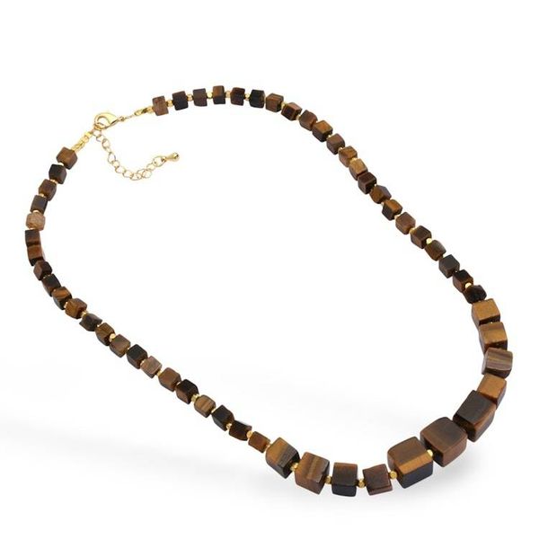 Alternate image for 18k Gold-Accented Tigers Eye Beaded Pendant Necklace Classic Chocolate