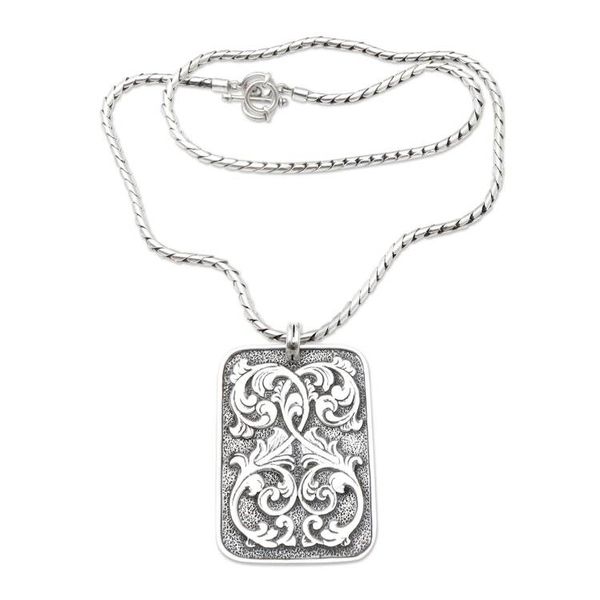 Alternate image for Handmade Sterling Silver Pendant Necklace Hanging Vines