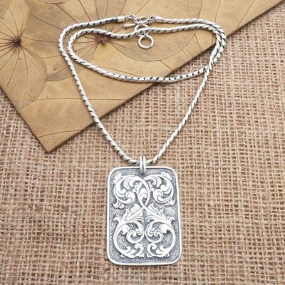 Alternate image for Handmade Sterling Silver Pendant Necklace Hanging Vines