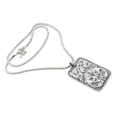 Alternate image for Handmade Sterling Silver Pendant Necklace Hanging Vines