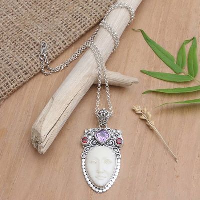 Alternate image for Artisan Crafted Amethyst and Garnet Pendant Necklace Woman of the Wilderness