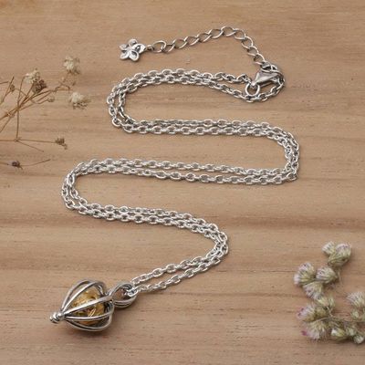 Primary image for Gold-Accented Silver Pendant Necklace with Floral Bud Motif Beautiful Bud