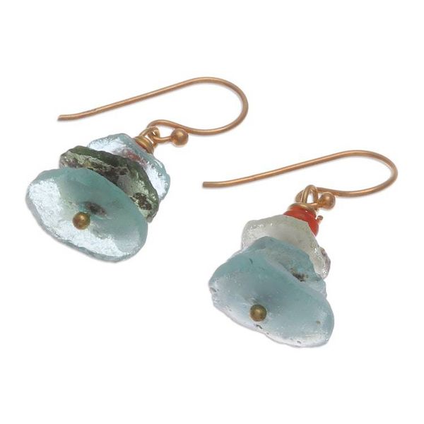 Alternate image for 18k Gold-Plated Beaded Dangle Earrings from Thailand Ocean Bohemian