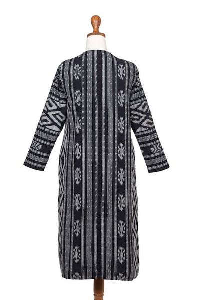 Alternate image for Long Hand Woven Ikat Cotton Duster Jacket Kartini