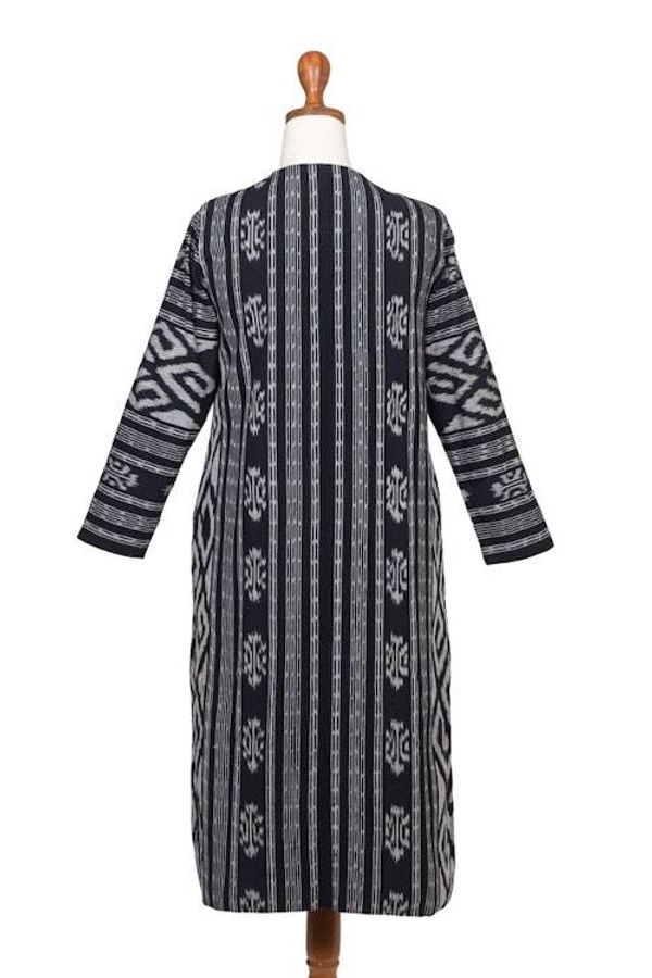 Alternate image for Long Hand Woven Ikat Cotton Duster Jacket Kartini