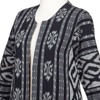 Alternate image for Long Hand Woven Ikat Cotton Duster Jacket Kartini